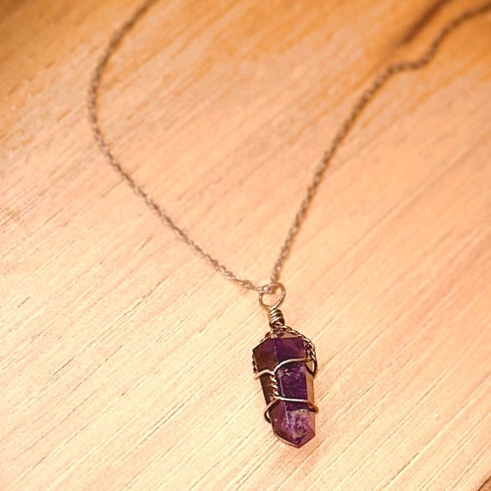 Made by me! ⭐️🌙 Amethyst Pendant on a Italy 925 Silver Chain Necklace